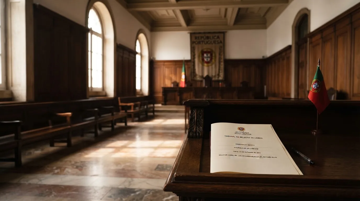 Sala de tribunal vazia com painéis de madeira, à luz da manhã — casinos com mastercard em portugal