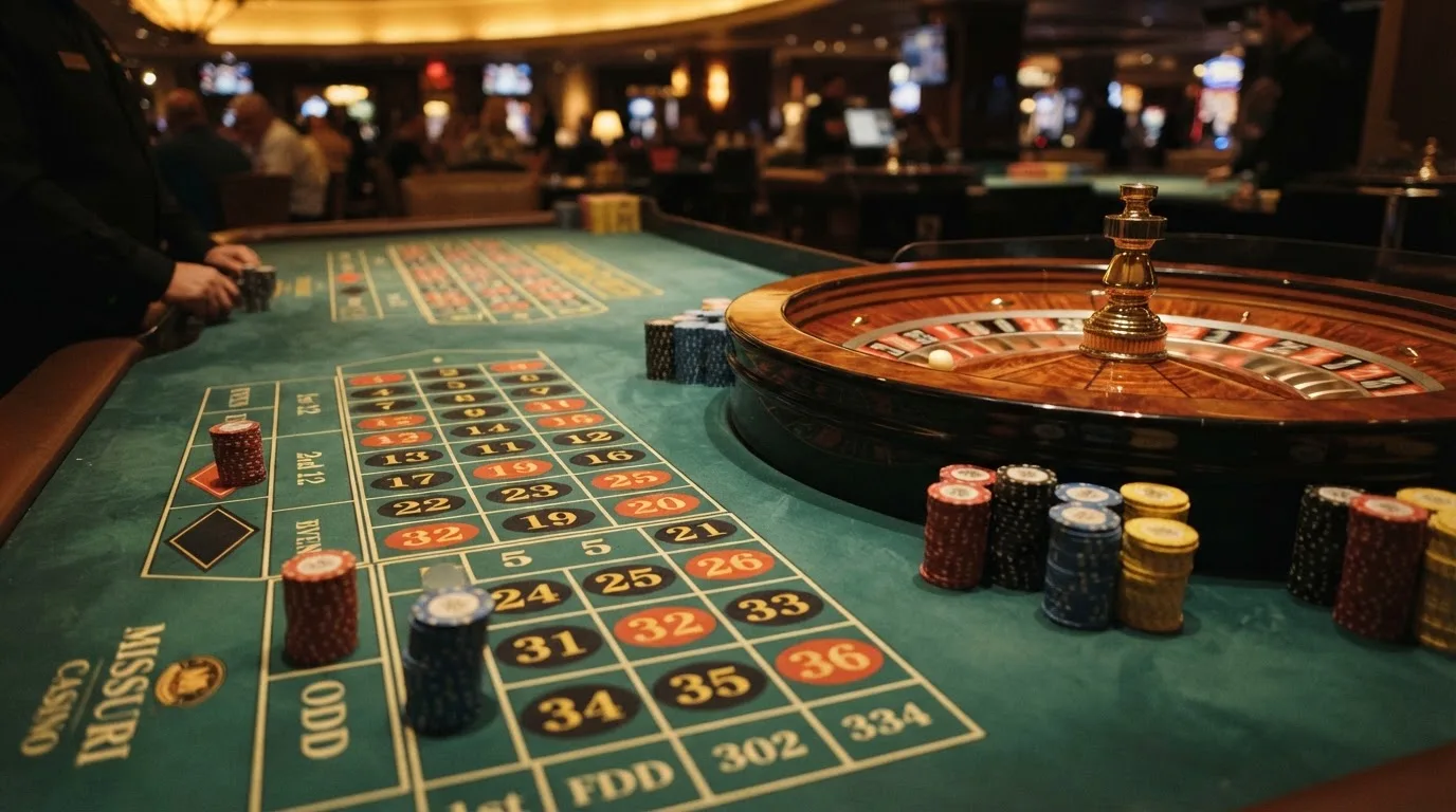 Roda de roleta e fichas sobre feltro verde, sob uma luz quente de fim de tarde — jogo de craps em portugal